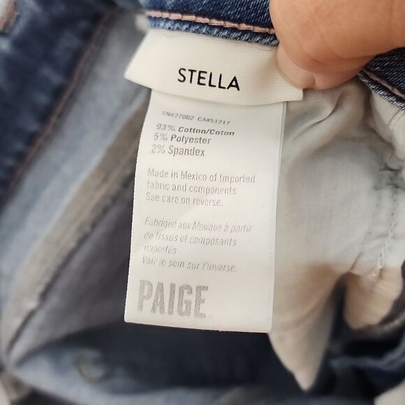 Paige Stella Fillmore Destructed Blue High Rise Jeans Size 31 - Picture 6 of 8